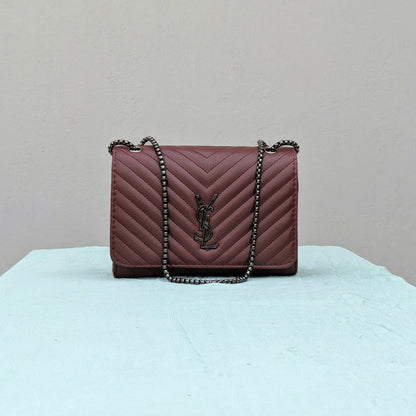 YSL Loulou [Inspired] Crossbody Bag - Wine Red