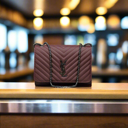 YSL Loulou [Inspired] Crossbody Bag - Wine Red